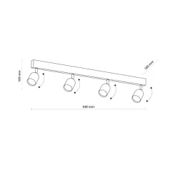 Deckenstrahler Wohnzimmer 84 cm lang Metall Schwarz Gold