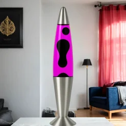 Deko Lavalampe Rosa Schwarz 42 cm Retro JENNY