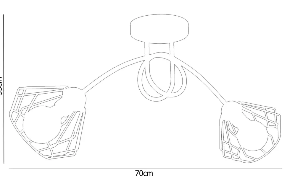 Dekorative Deckenleuchte Metall E27 L:70 cm in Schwarz