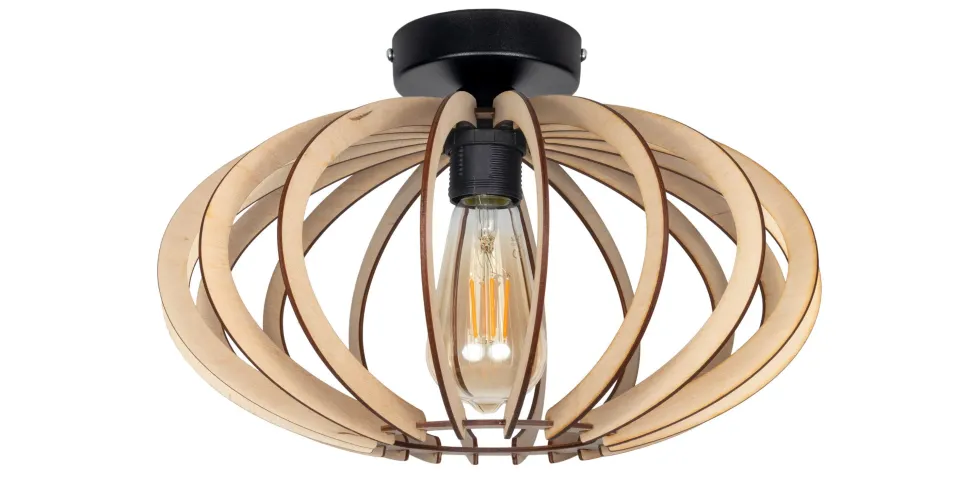 Dekorative Deckenleuchte Holz E27 Ø35 cm in Schwarz