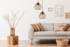 Dekorative Hängelampe Holz E27 35 cm 2-flammig wohnlich