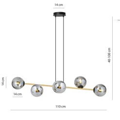 Dekorative Hängelampe Kugelschirm Rauchglas Metall ALOISIO