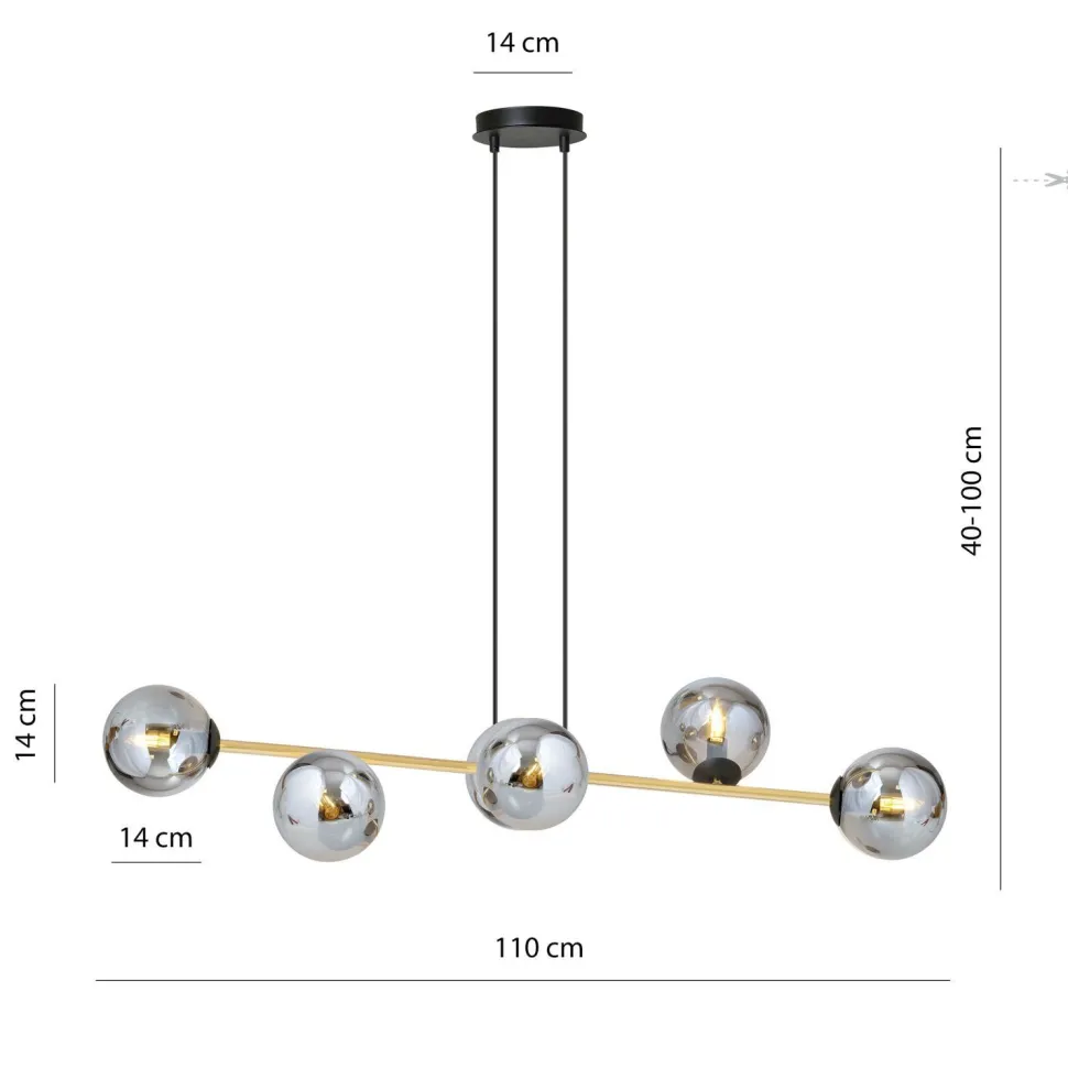 Dekorative Hängelampe Kugelschirm Rauchglas Metall ALOISIO