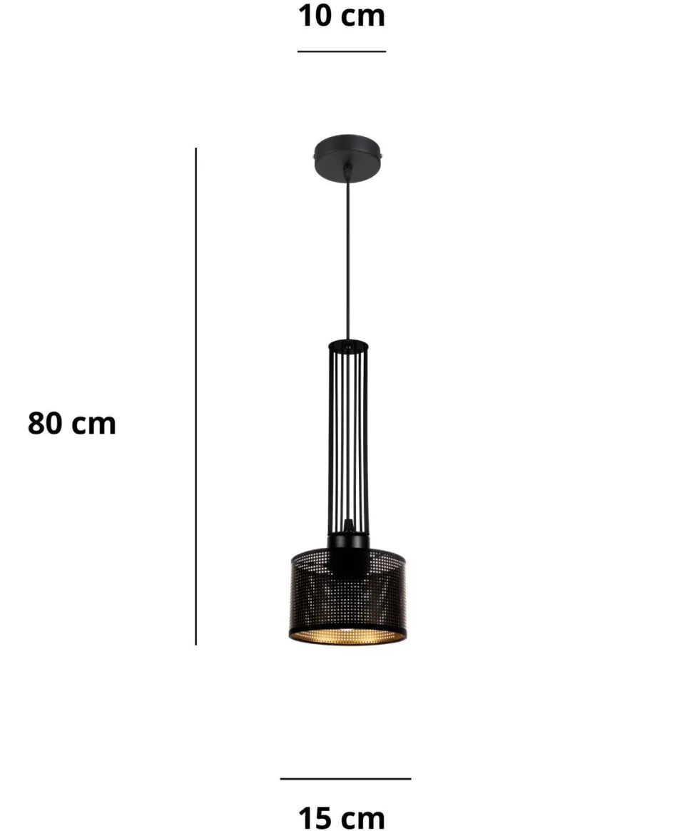 Dekorative Hängelampe Metall B:15 cm E27 Schwarz Gold