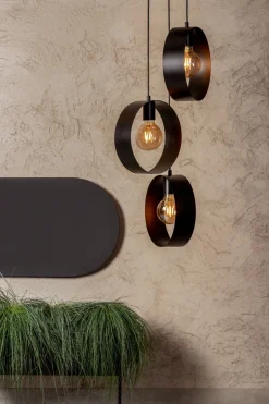 Dekorative Hängelampe Ringe Metall Schwarz B:45 cm E27