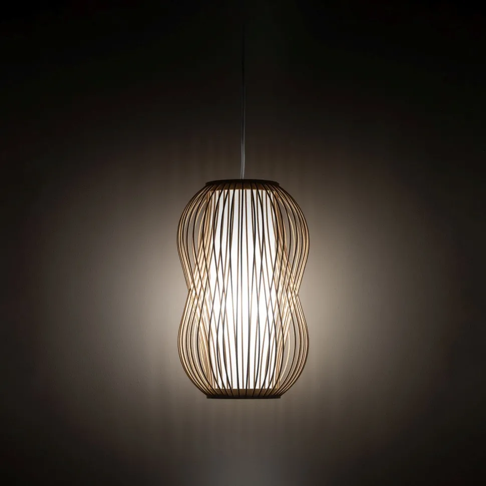 Dekorative Pendelleuchte Bambus E27 Ø21 cm in Naturholz