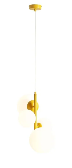 Dekorative Pendelleuchte Gelb Weiß Metall Weiß E27 E14