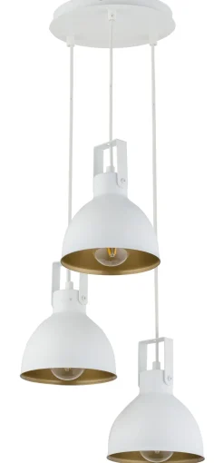 Dekorative Pendelleuchte Metall Weiß Gold E27 3-flammig