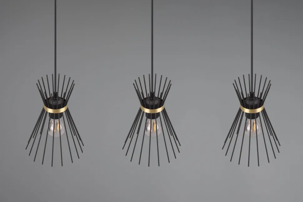 Dekorative Pendelleuchte Schwarz Gold E27 82 cm lang