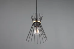 Dekorative Pendelleuchte Schwarz Gold E27 Ø20 cm rund