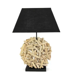 Dekorative Tischleuchte Treibholz Stoffschirm Handarbeit