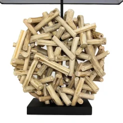 Dekorative Tischleuchte Treibholz Stoffschirm Handarbeit