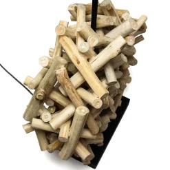 Dekorative Tischleuchte Treibholz Stoffschirm Handarbeit