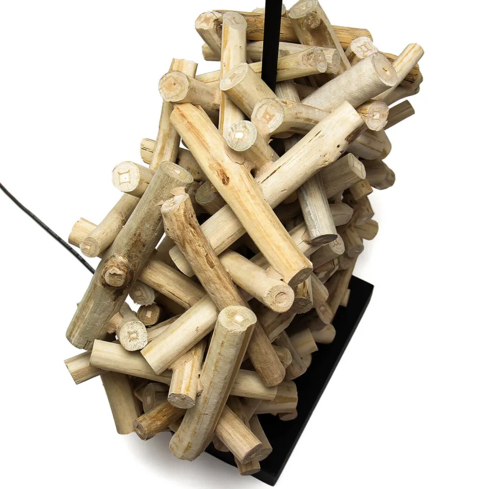 Dekorative Tischleuchte Treibholz Stoffschirm Handarbeit