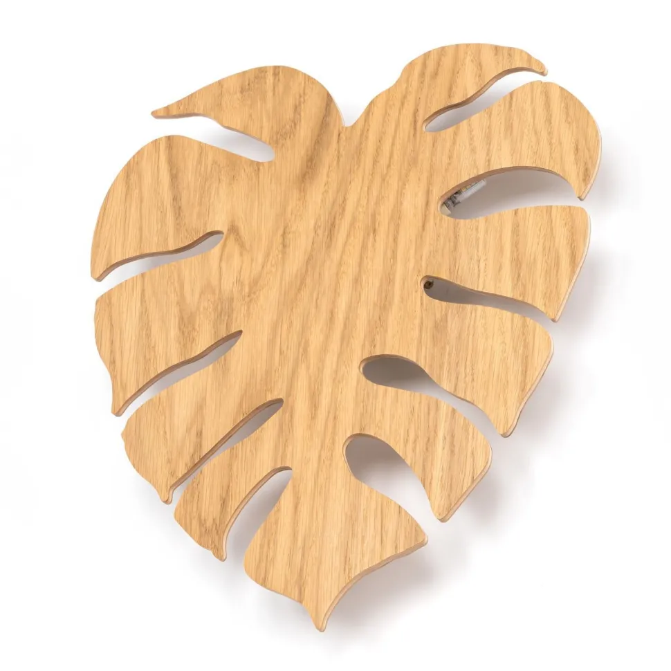 Dekorative Wandlampe Holz Blatt indirektes Licht H: 40 3x G9