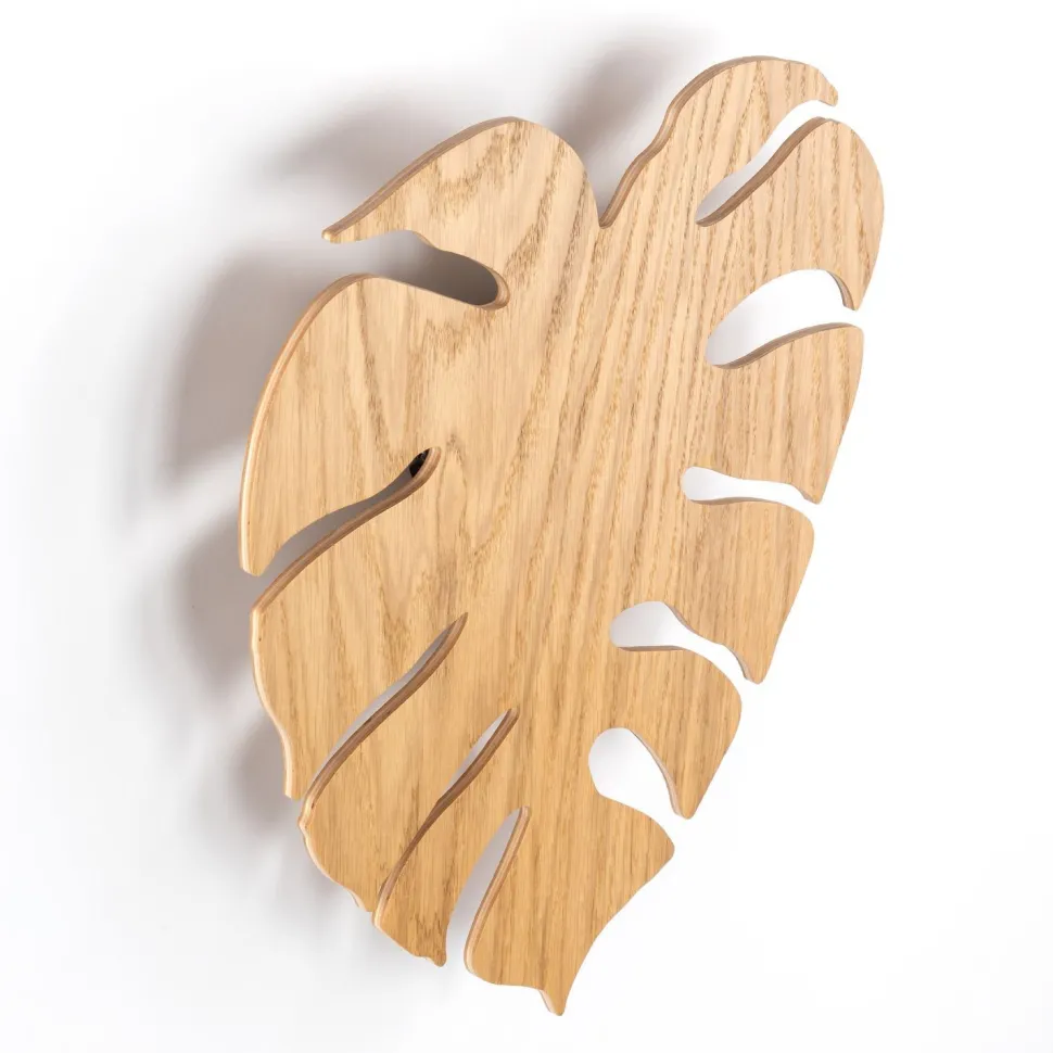 Dekorative Wandlampe Holz Blatt indirektes Licht H: 40 3x G9