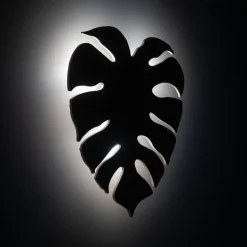 Dekorative Wandlampe Holz Blatt indirektes Licht H: 40 3x G9