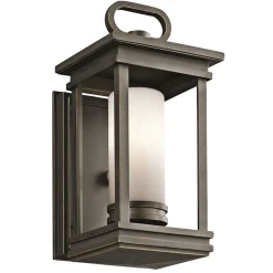 Dekorative Wandlaterne in Bronze Opalglas außen