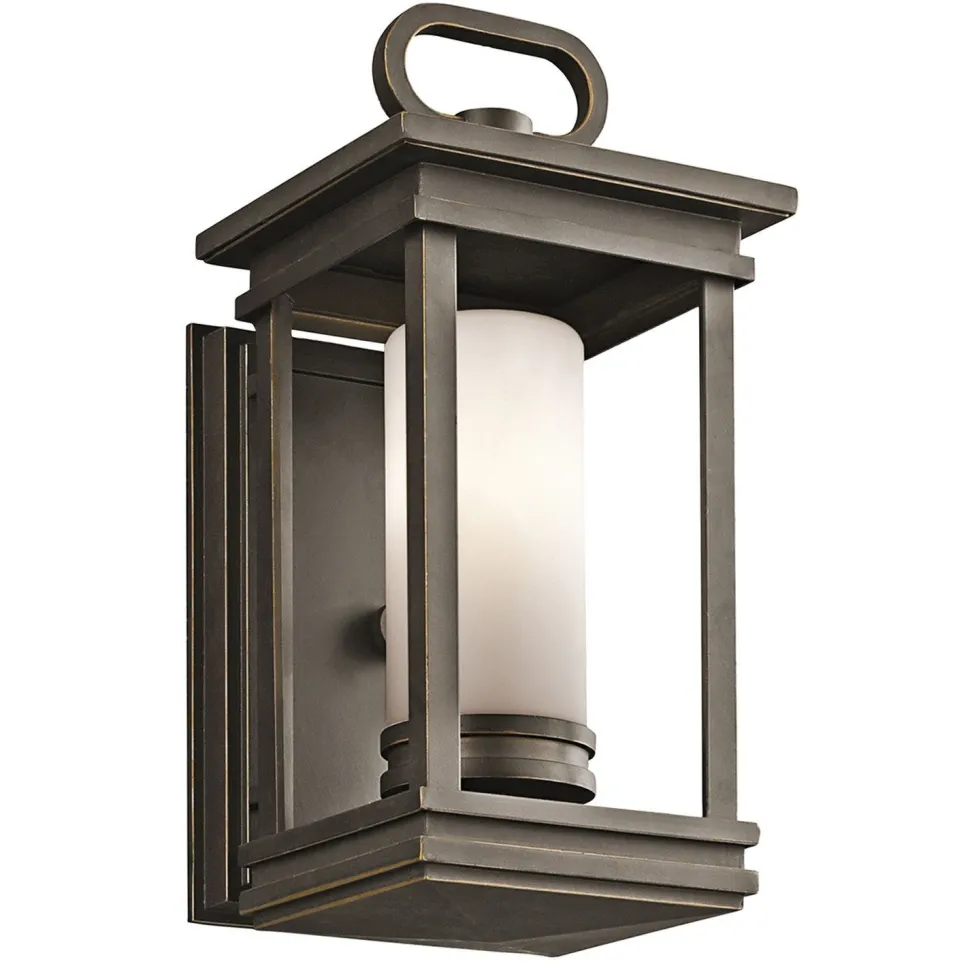 Dekorative Wandlaterne in Bronze Opalglas außen