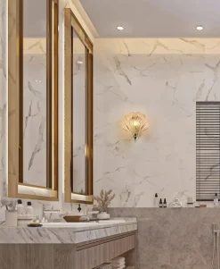 Dekorative Wandleuchte Metall Glas G9 IP44 in Messing