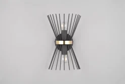 Dekorative Wandleuchte Schwarz Gold E27 H:31 cm 2-flmg