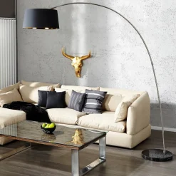 Design Bogenlampe BANGO 195 cm Schwarz Wohnzimmer