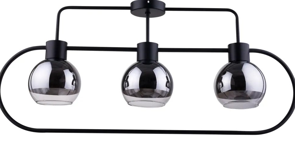 Design Deckenlampe Schwarz Silber Metall Glas 83 cm E27