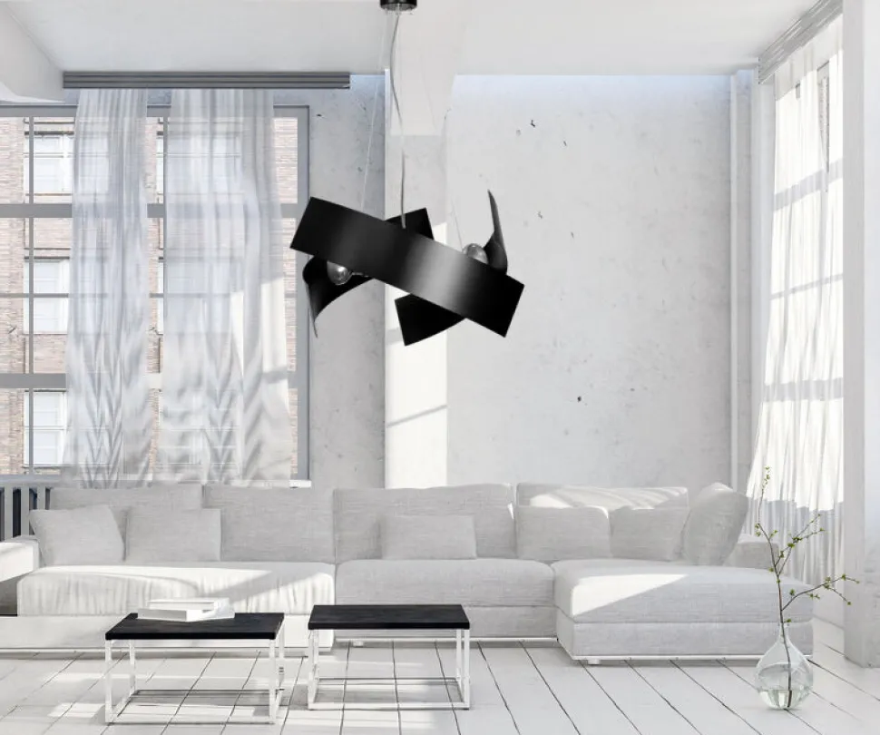 Design Hängeleuchte Schwarz Metall höhenverstellbar