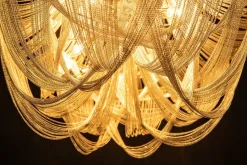 Design Kronleuchter Wohnzimmer Metall Ketten in Silber