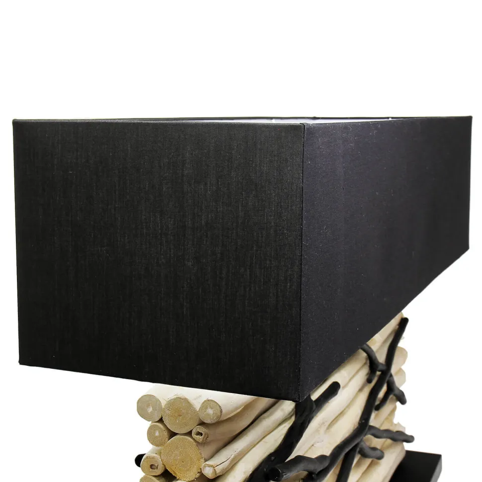 Design Tischlampe Treibholz Stoffschirm 80 cm lang