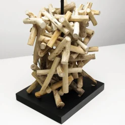 Design Tischleuchte Treibholz Stoff dekorativ Wohnzimmer