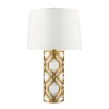 Designer Tischlampe Weiß Blattgold Antik 69cm hoch