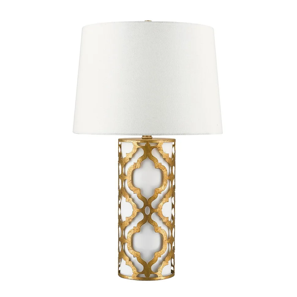 Designer Tischlampe Weiß Blattgold Antik 69cm hoch