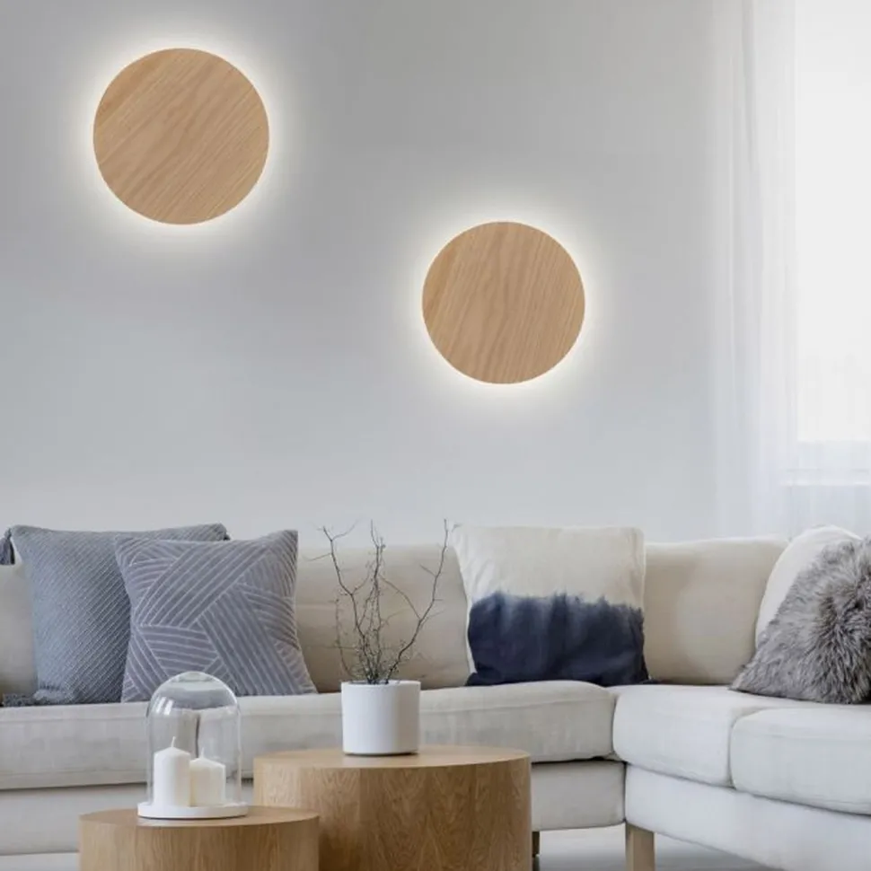 Dimmbare LED Akku Wandlampe Fernbedienung Eichenholz