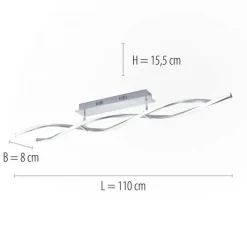 Dimmbare LED Deckenlampe in Stahl 110 cm 3000 K Wellen