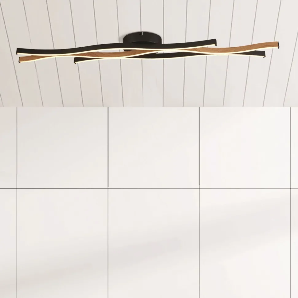 Dimmbare LED Deckenlampe Schwarz Natur L:108 cm 953 lm