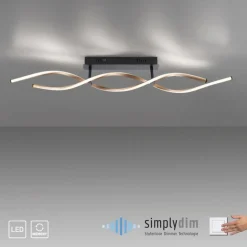 Dimmbare LED Deckenlampe Schwarz Messing 106 cm 3000 K
