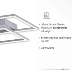 Dimmbare LED Deckenlampe L:53 cm Memory 24 W in Stahl