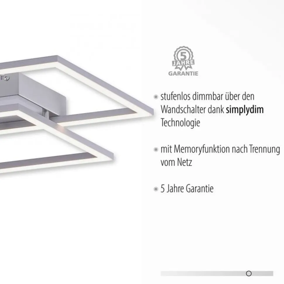 Dimmbare LED Deckenlampe L:53 cm Memory 24 W in Stahl