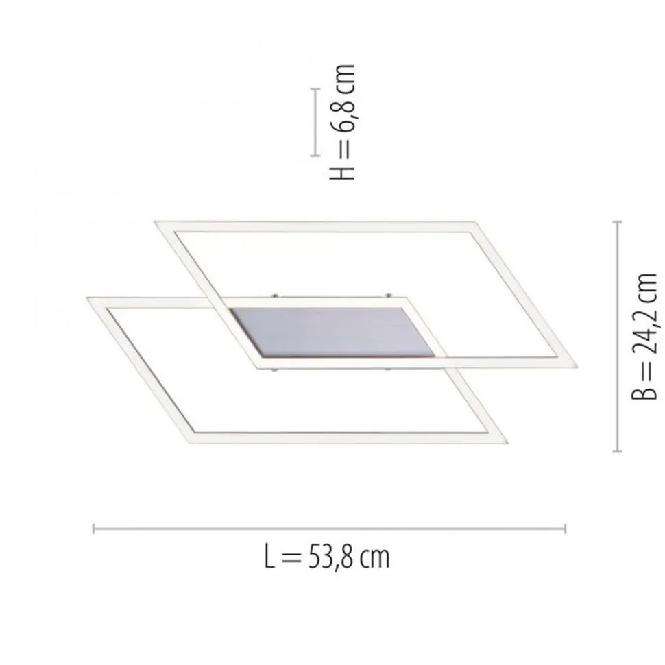 Dimmbare LED Deckenlampe L:53 cm Memory 24 W in Stahl