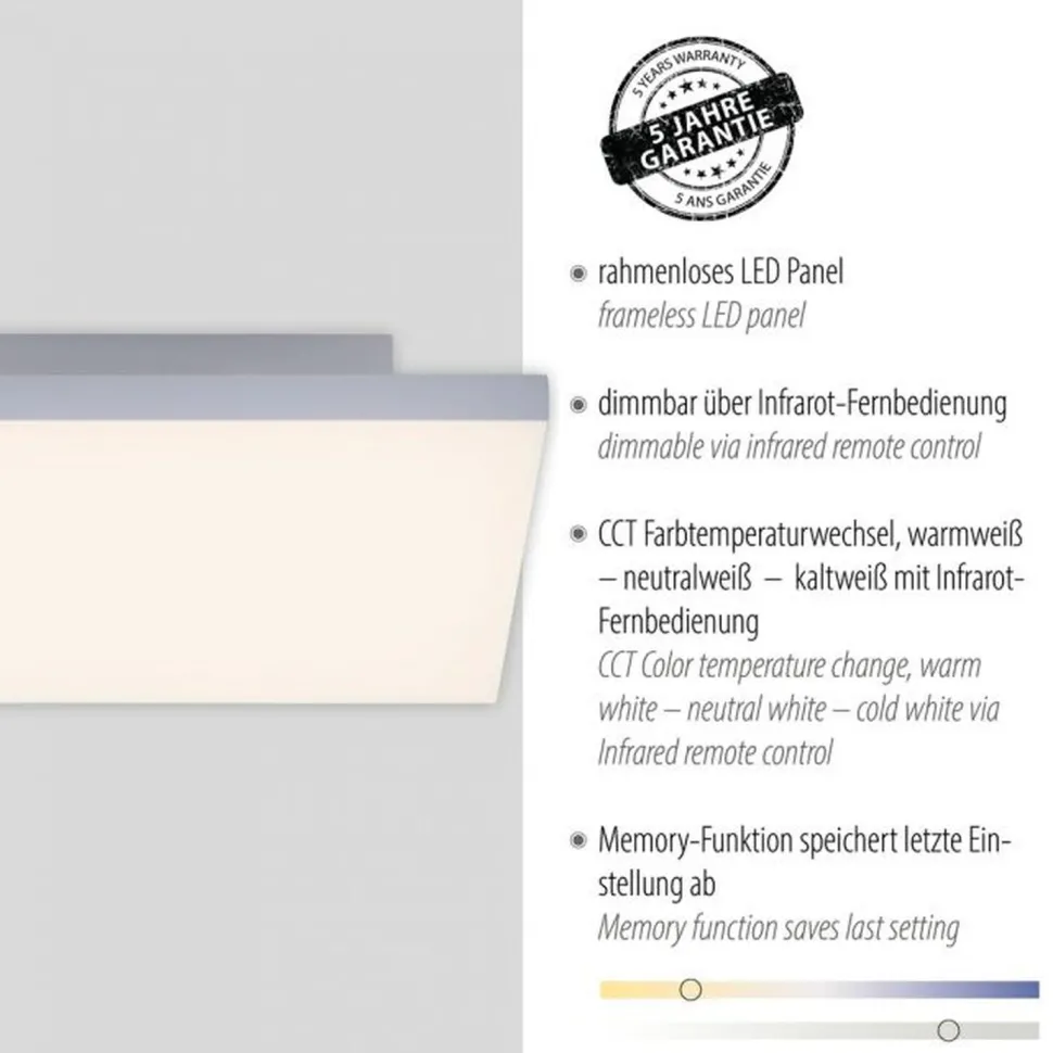 Dimmbare LED Deckenleuchte Fernbedienung Weiß Memory