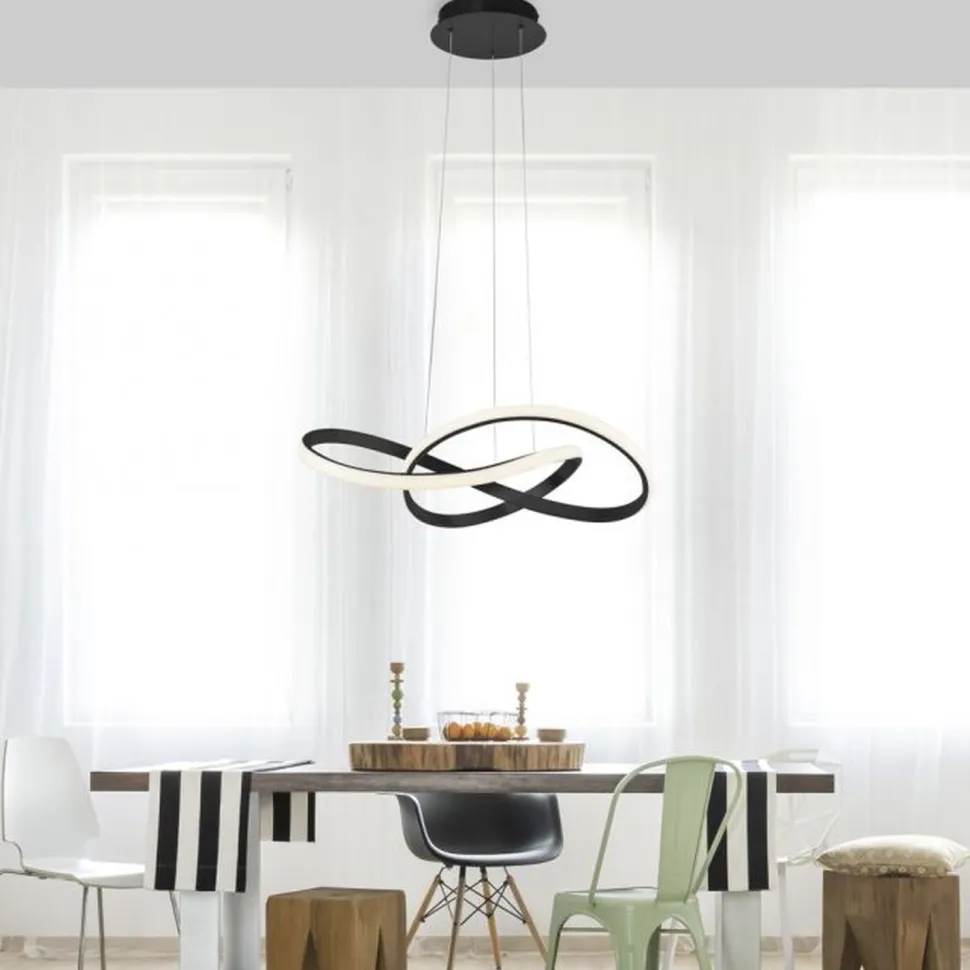 Dimmbare LED Hängeleuchte Metall Schwarz 3000 K L:57 cm