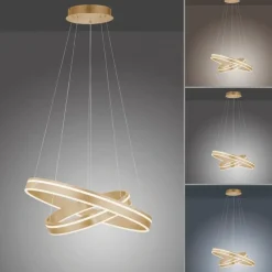 Dimmbare LED Pendelleuchte Ø59 cm rund 56 W in Messing