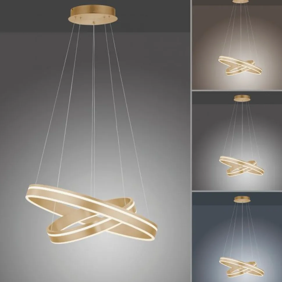 Dimmbare LED Pendelleuchte Ø59 cm rund 56 W in Messing