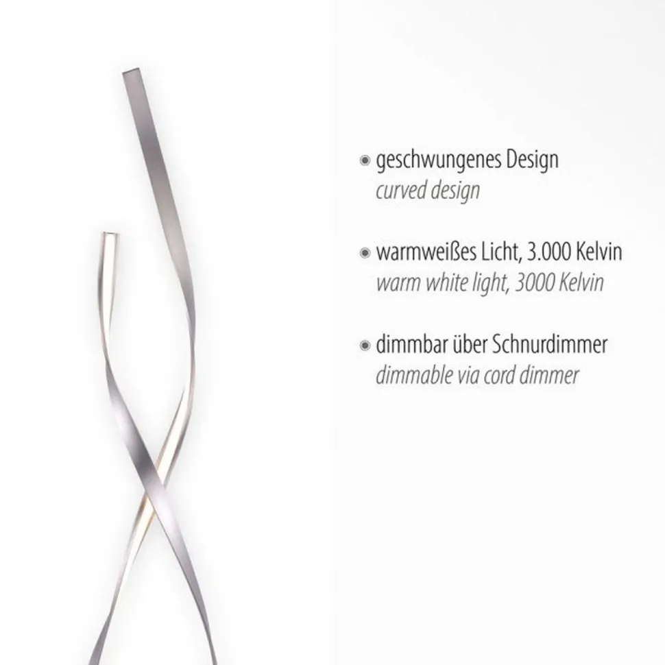 Dimmbare LED Stehlampe in Silber 140 cm 3215 lm 26 W