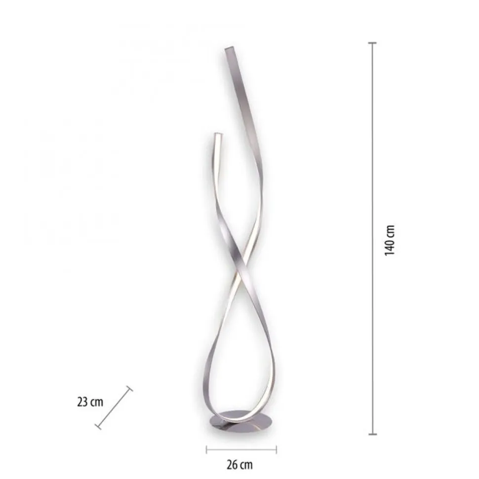 Dimmbare LED Stehlampe in Silber 140 cm 3215 lm 26 W