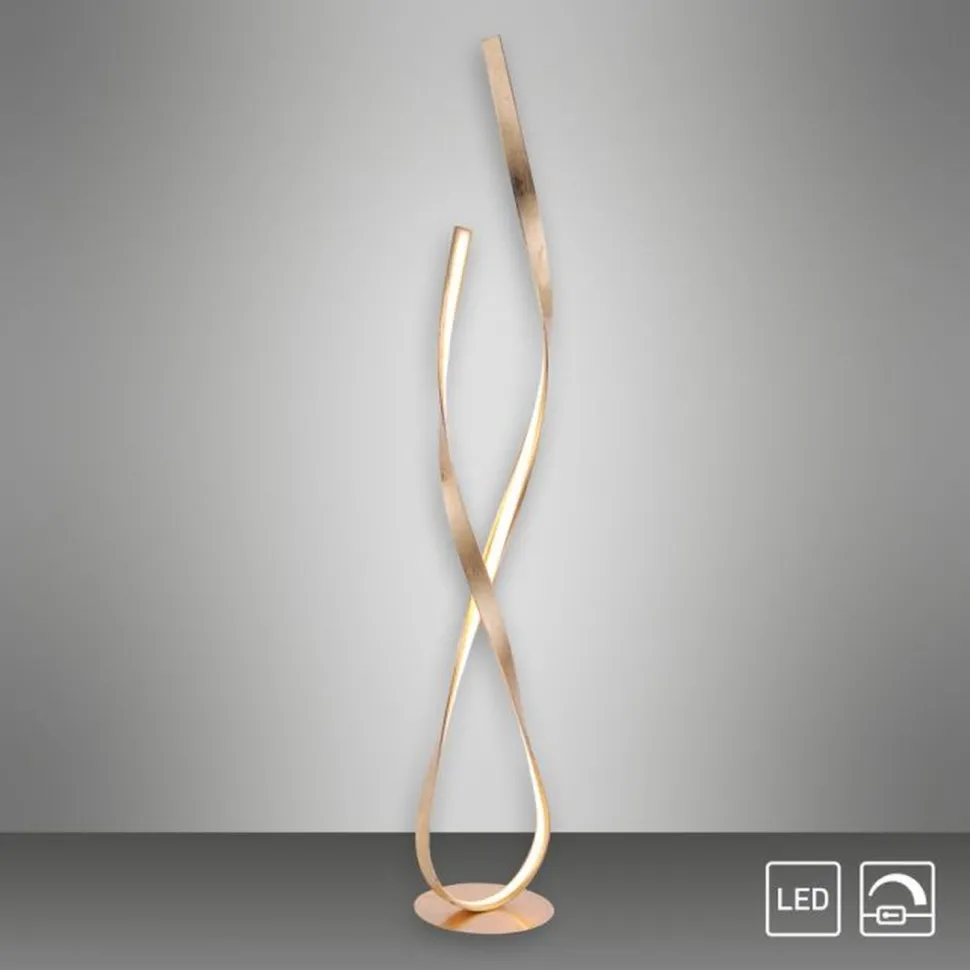 Dimmbare LED Stehlampe in Blattgold 140 cm 3000 K 26 W
