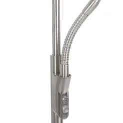 Dimmbarer LED Deckenfluter mit Lesearm in Stahl 185 cm