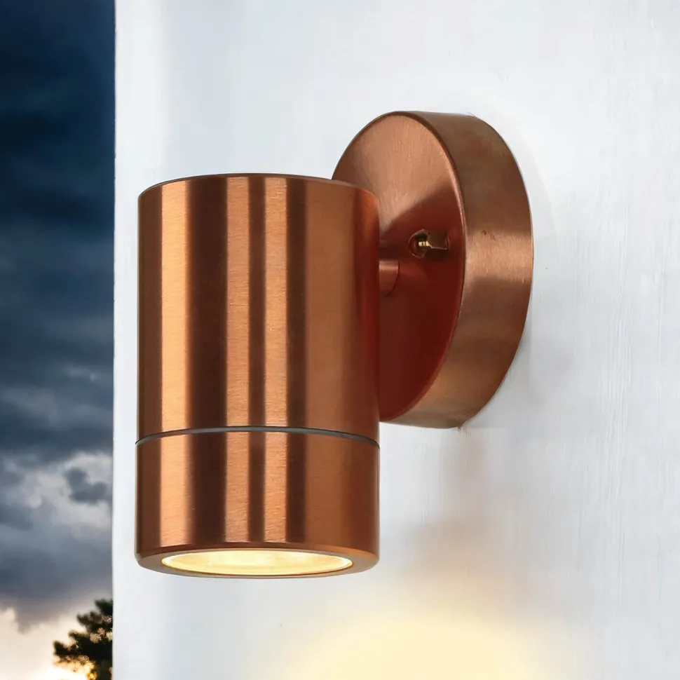 Down Strahler Wand außen in Kupfer aus Messing IP54