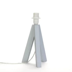 Dreibein Gestell Holz Grau E14 mit Kabelschalter Tischleuchte